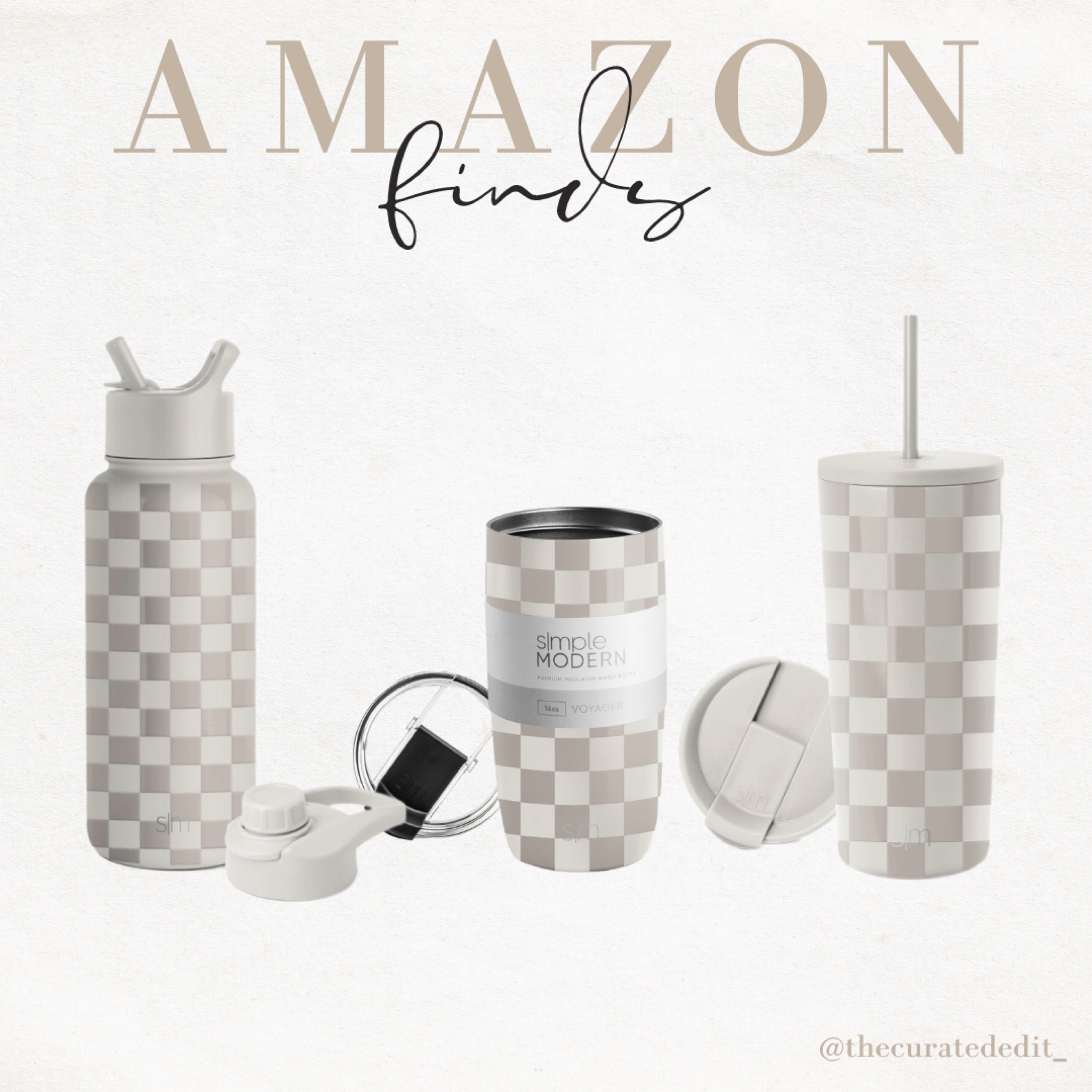 New, neutral checkered Simple Modern tumblers & water bottles 🤩 

#simplemodern #stanley #amazon #amazonmusthave #giftidea #amazonprime #neutral #checkered #waterbortle #coffeemug #tumbler 

#LTKhome #LTKGiftGuide #LTKxPrime