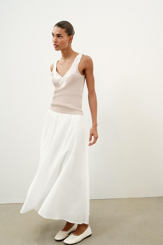 LACE RIBBED TOP | Zara US