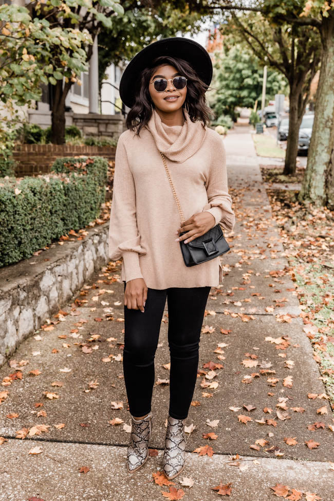 Breathtaking Beauty Turtleneck Taupe Sweater FINAL SALE | The Pink Lily Boutique