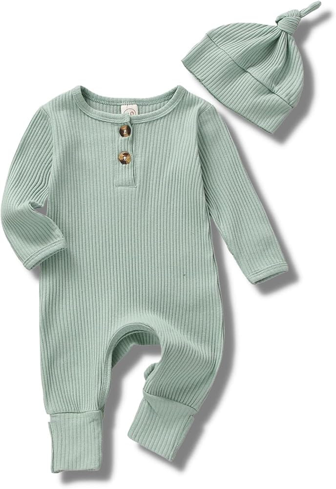 CIYCUIT Newborn Baby Boy Girl Romper Clothes Infant Solid Ribbed Onesie Bodysuit Jumpsuit Outfits | Amazon (US)