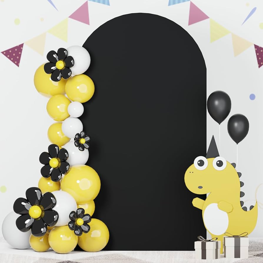 Black Arch Cover 7.2x4FT Wedding Arch Cover Backdrop Fabric Round Top Arch Spandex Cover 2-Sided ... | Amazon (US)