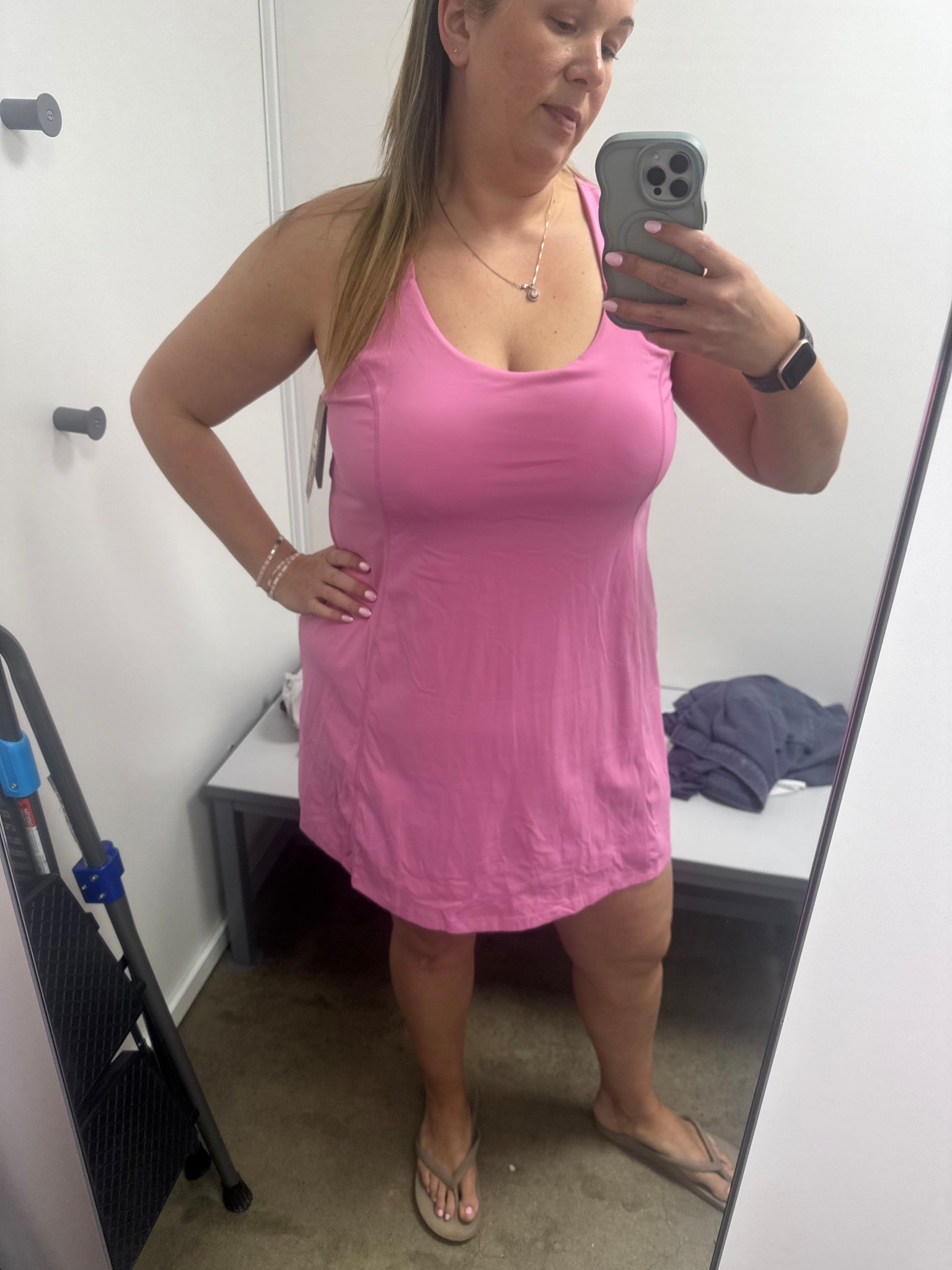 Love a good active dress. Love dresses with pockets. AND even better dresses with pads that are STUCK in place.  4 colors to choose from!  