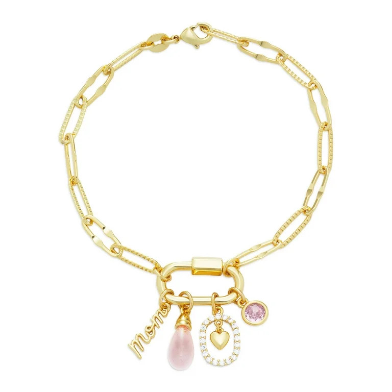 Believe by Brilliance Women's Gold Plated Carabiner Charm Mom Bracelet | Walmart (US)