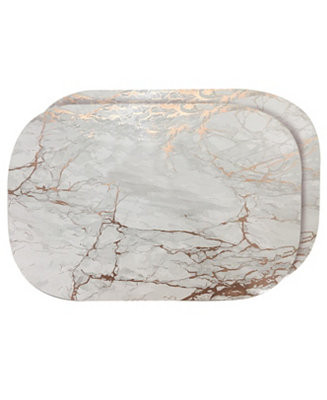 Dainty HomeFoiled Marble Granite Thick Cork Heat Resistant 12" x 18" Placemats - Set of 2 | Macy's
