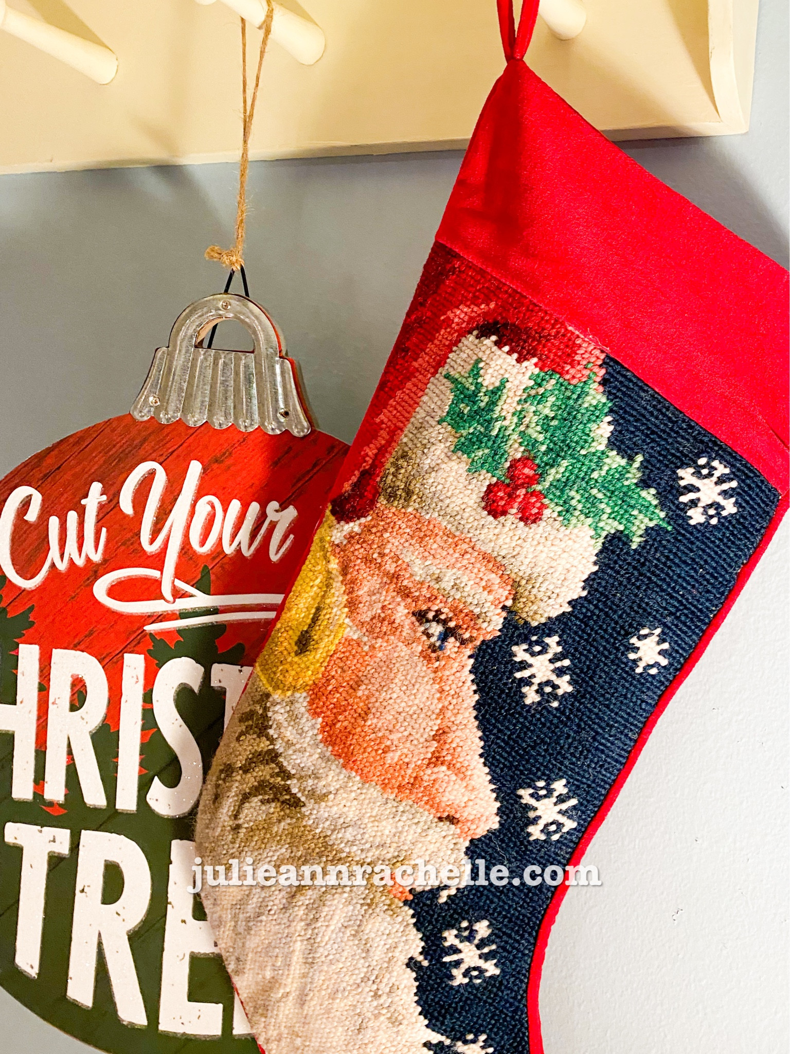 Similar stockings clearance: 
1. Santa and Reindeers Needlepoint Stocking
2. Cane Candy Needlepoint Stocking
3. Wall Yard Art Sign Wood Cut Your Own Christmas Trees 14" Round x 12.5" Stake NWT

#LTKsalealert #LTKSeasonal #LTKGiftGuide