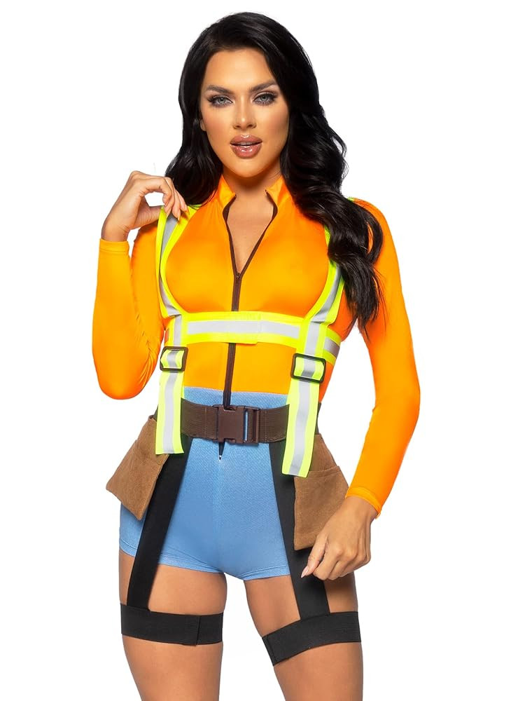 Leg Avenue Women's 2 Pc Nailed It Construction Worker Costume with Romper, Reflective Garter Harn... | Amazon (US)