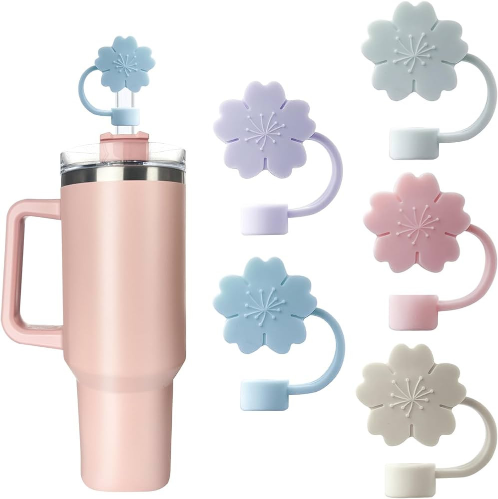 5PCS 0.4in/10mm Diameter Silicone Straw Covers Cap Compatible with Stanley 20 30&40 Oz Cup, Straw... | Amazon (US)