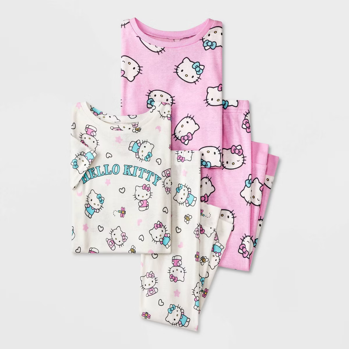 Toddler Girls' 4pc Cotton Snug Fit Hello Kitty Pajama Set - Off-White | Target
