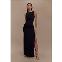 Henley Slinky Drape Maxi Dress / Black | MESHKI | XXS | MESHKI US