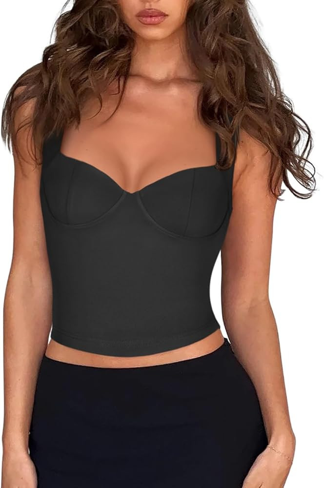 REORIA Women's Sexy Sweetheart Neck Sleeveless Backless Trendy Going Out Corset Tank Crop Tops | Amazon (US)
