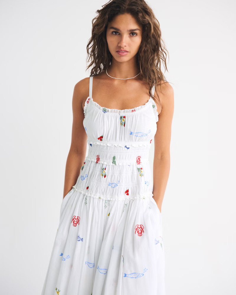 Smocked Drop-Waist Maxi Dress | Abercrombie & Fitch (US)