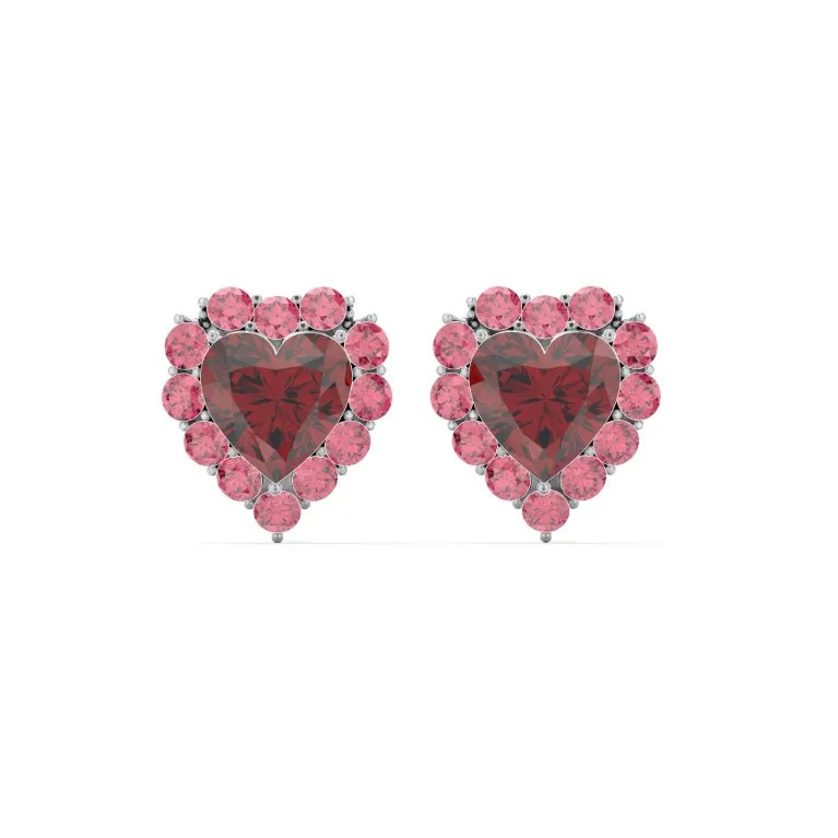 Sterling Silver Halo Heart Stud Earrings | Jewlr
