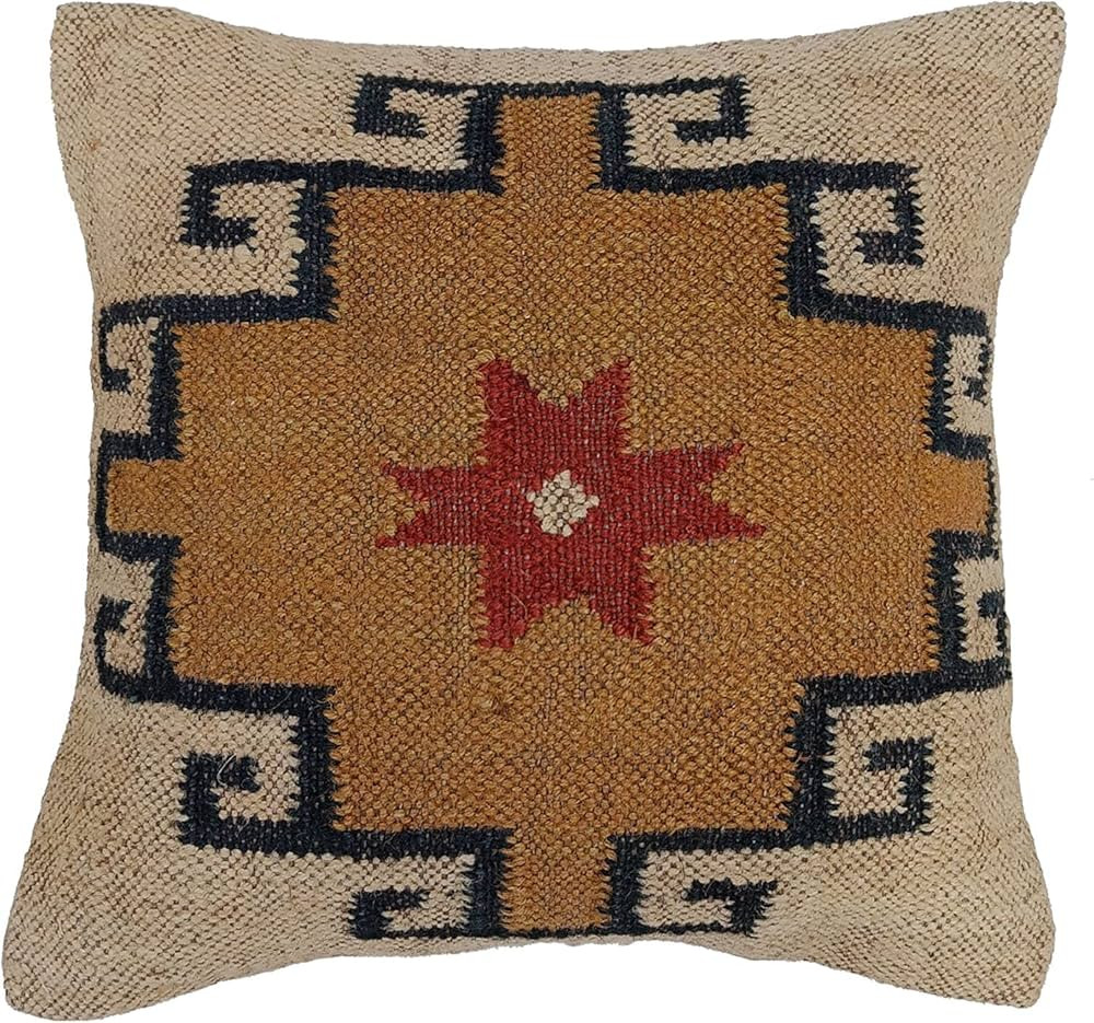 Indian Handwoven Kilim Pillow Cover 18x18 Square Indian Outdoor Cushions Cover Decorative Throw P... | Amazon (US)