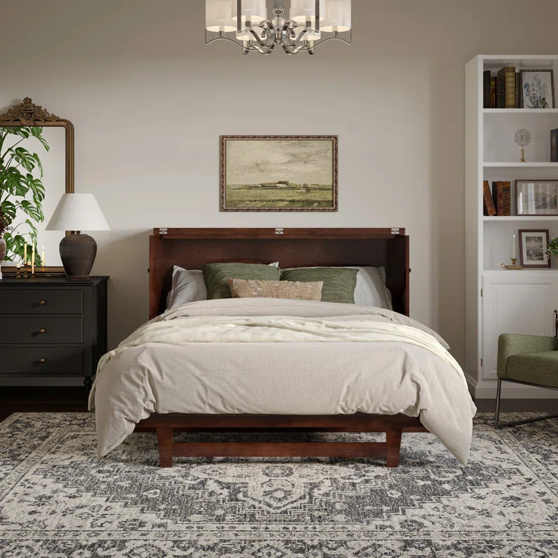 Pfeffer Solid Wood Murphy Bed Chest with 6" Mattress and Built-in Charger | Wayfair North America