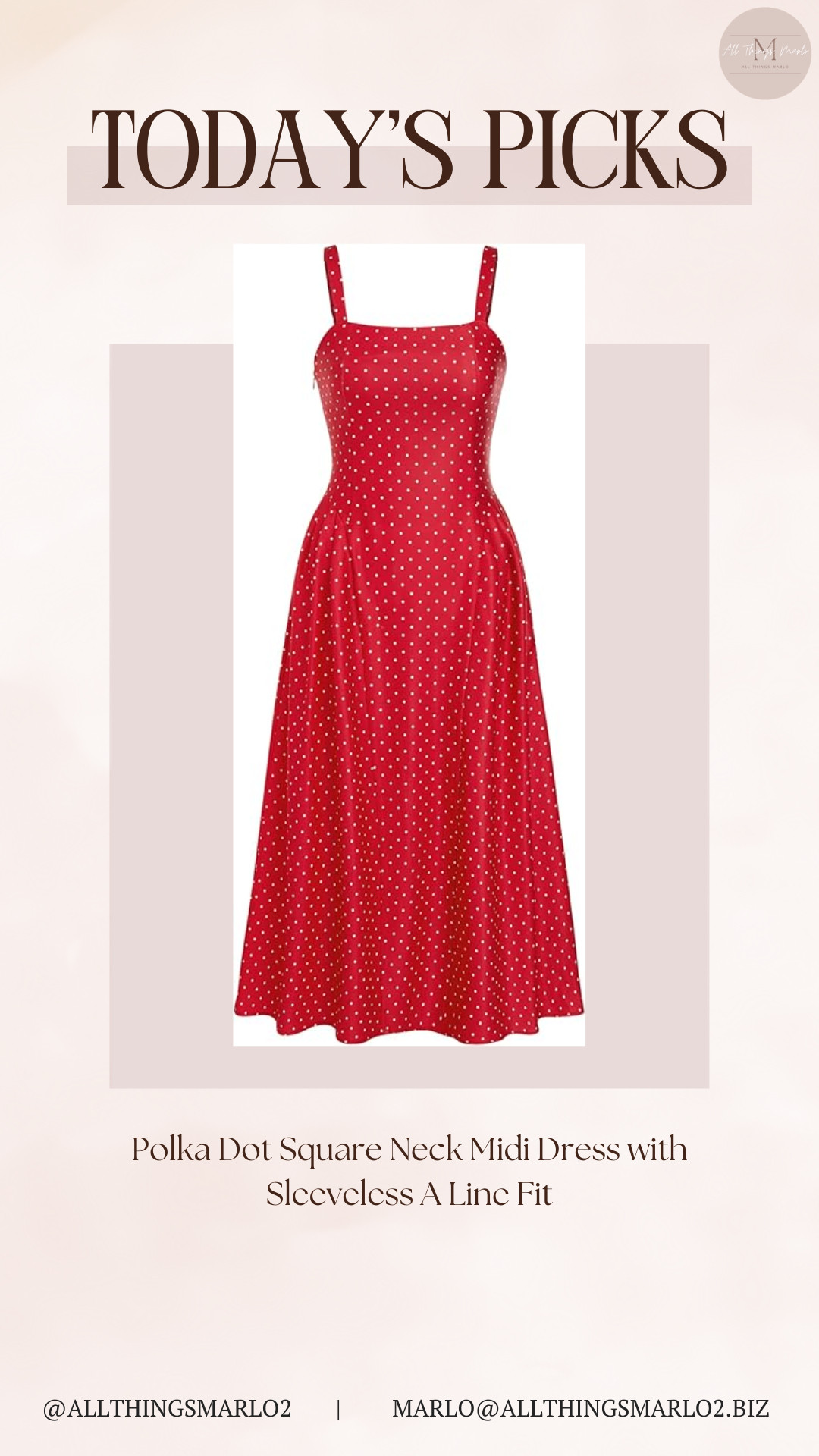 Polka Dot Square Neck Midi Dress with Sleeveless A Line Fit 

 #LTKSeasonal #LTKWorkwear #LTKTravel