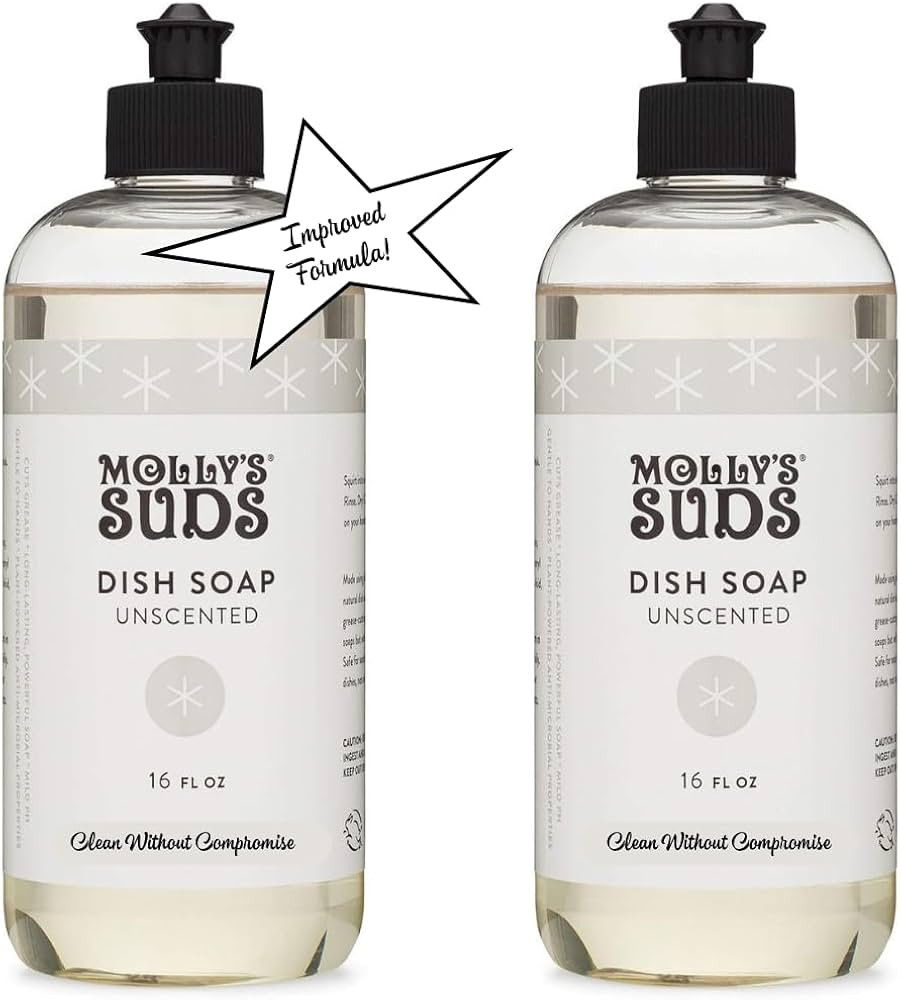 Molly's Suds Natural Liquid Dish Soap | Long-Lasting, Powerful Plant-Powered Ingedients | Unscent... | Amazon (US)