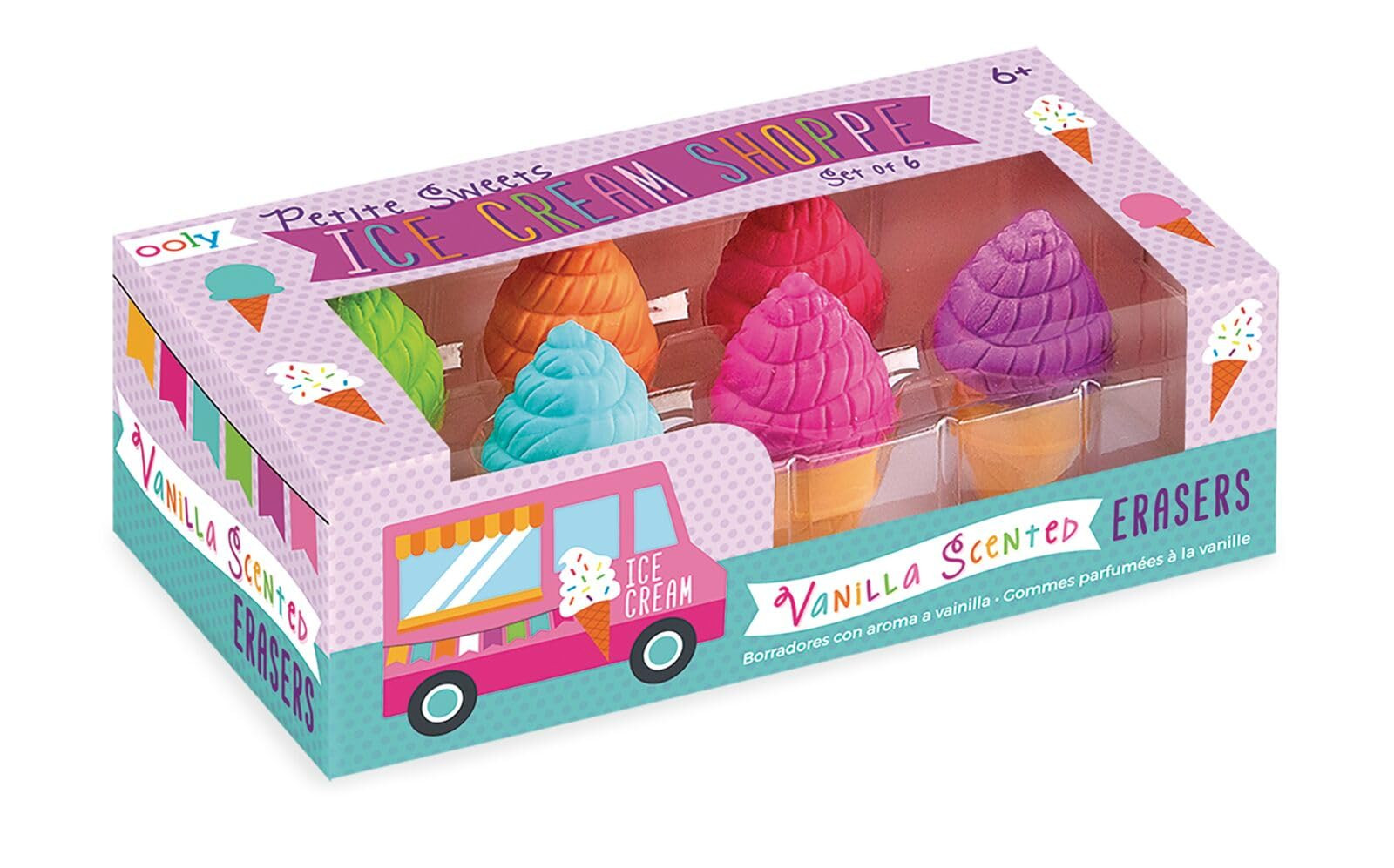 Ooly Petite Sweets Ice Cream Shoppe Scented Erasers - Vanilla Scent - Set of 6 - 1.5" Tall | Amazon (US)