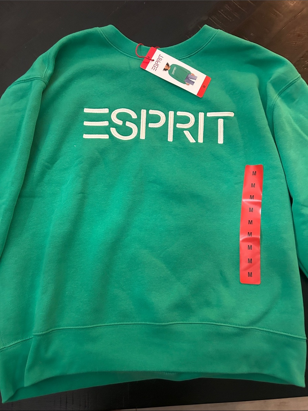 Esprit Bright Green Logo Crewneck Sweatshirt | Poshmark