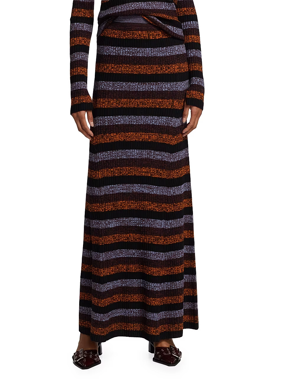 Ganni Striped Merino Wool Maxi Skirt | Saks Fifth Avenue