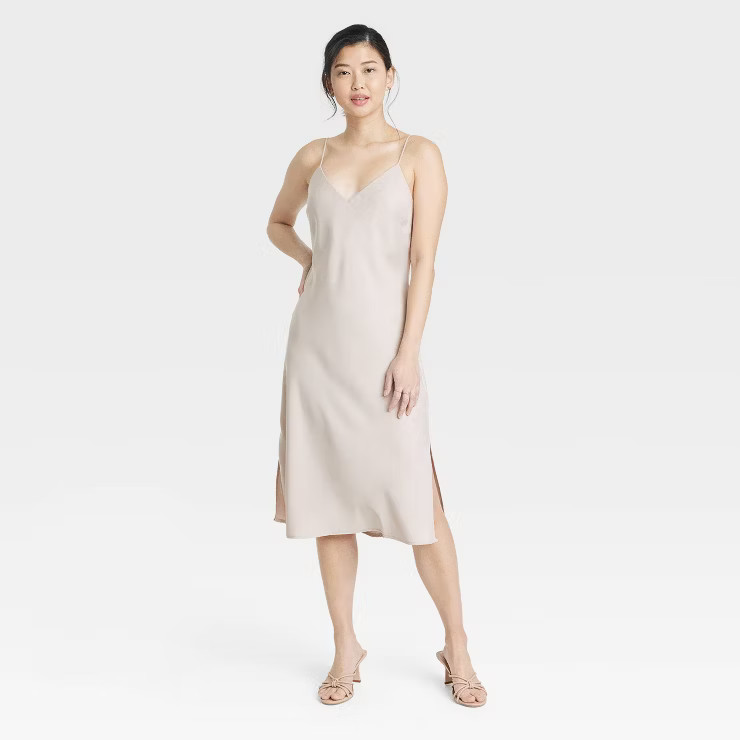 Women's V-Neck Midi Slip Dress - A New Day™ | Target