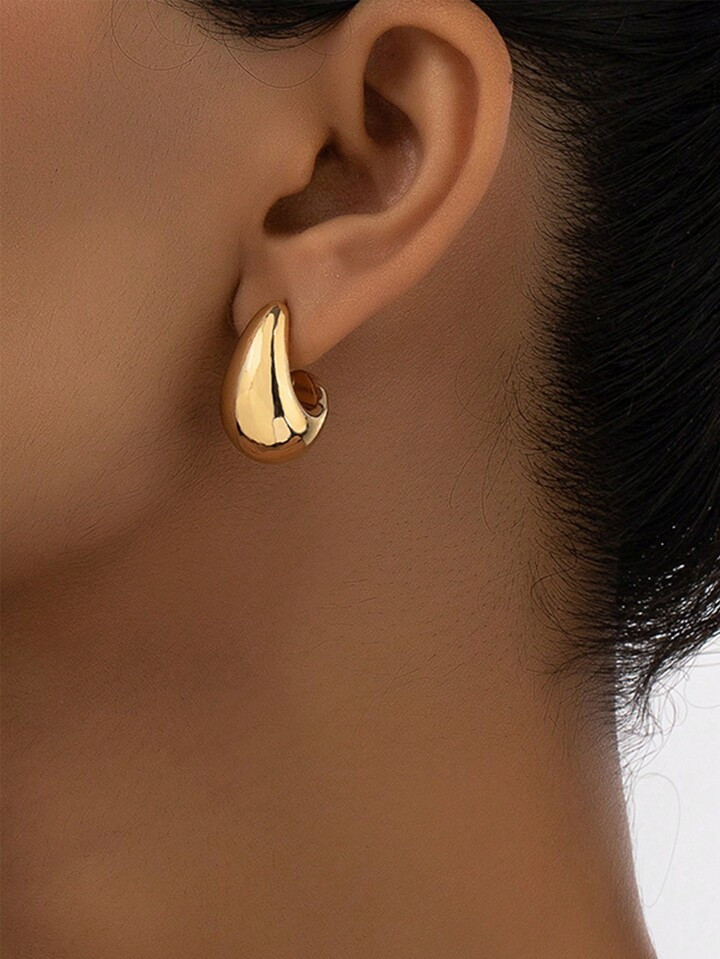 HOTNICE A Pair Of Minimalist Geometric Teardrop Shaped Earrings, Versatile New Earrings For Women, Elegant, Daily Wearing Earrings | SHEIN