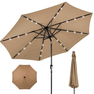 Solar LED Lighted Patio Umbrella w/ Tilt Adjustment, UV-Resistance - 10ft | Best Choice Products 