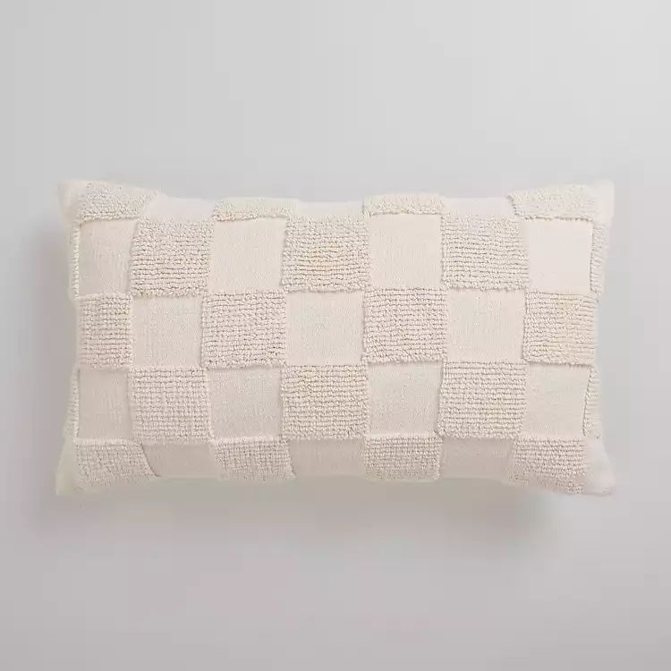 New! Ivory Checkerboard Lumbar Pillow | Kirkland's Home
