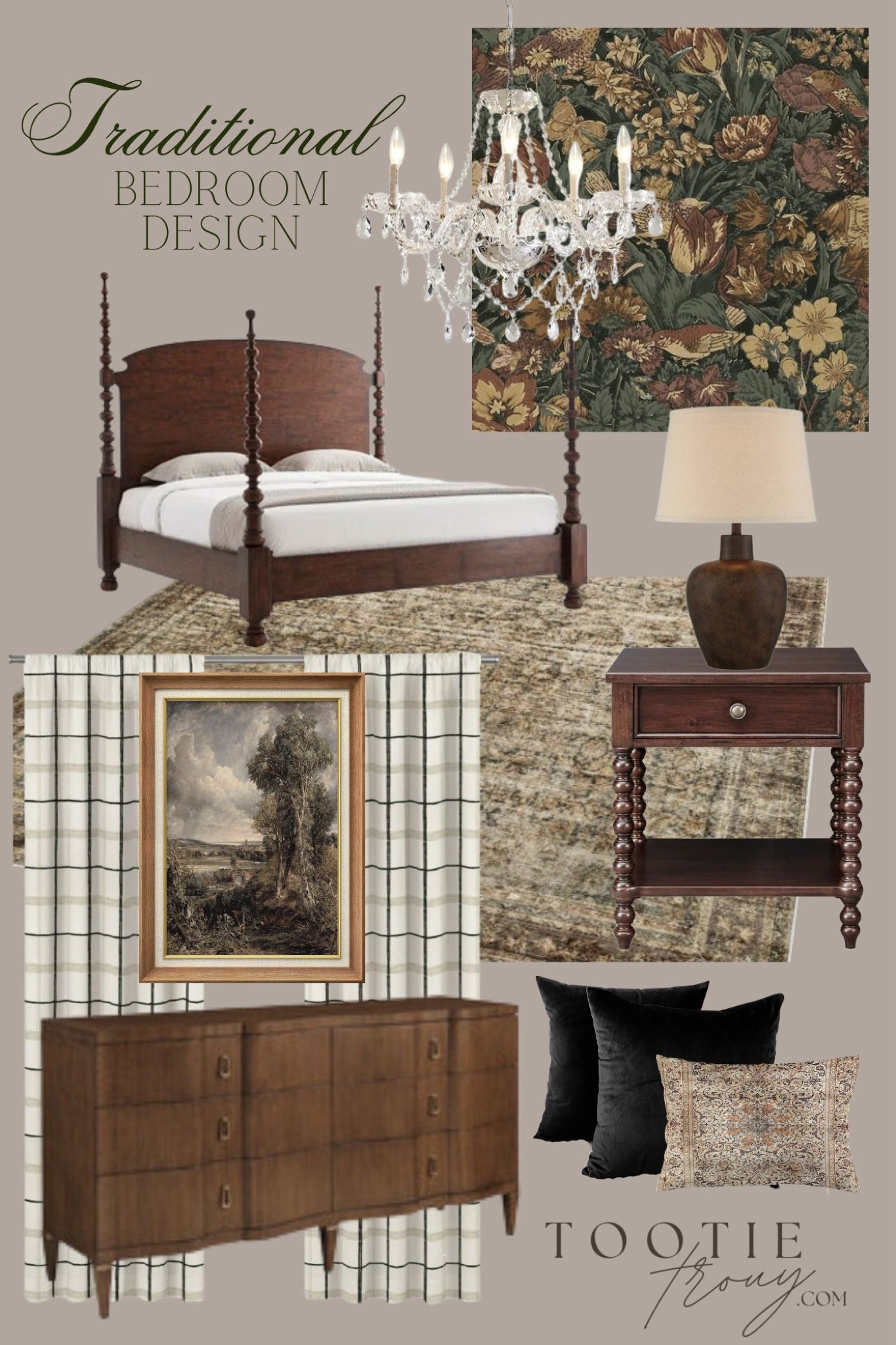 Full of mixed textures and warm tones, this traditional bedroom design is Classic. 

#LTKHome