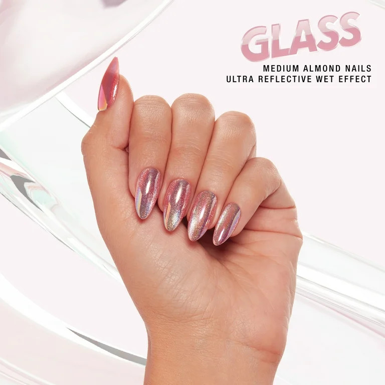 Salon Perfect Artificial Fake Press On Nails, 383 Glass, Light Pink, Short Almond, File, Glue, an... | Walmart (US)