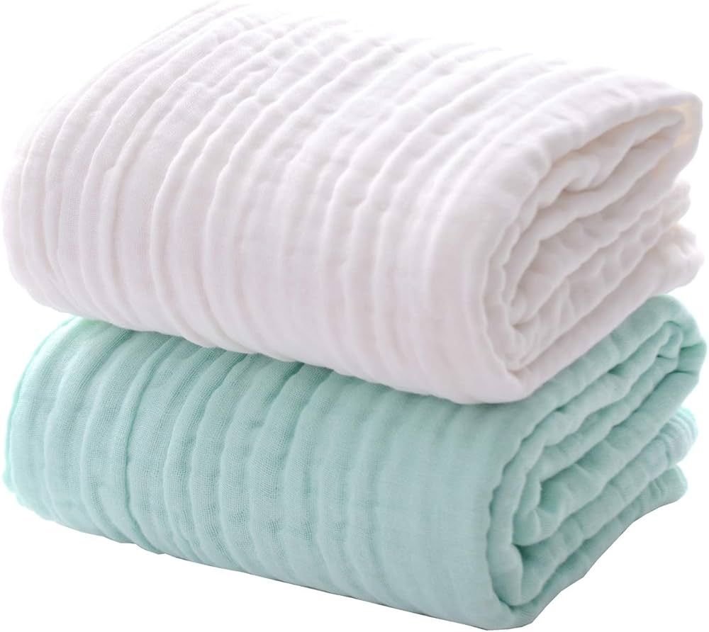 MUKIN Baby Muslin Bath Towels, Super Soft Cotton Receiving Blanket for Baby's Delicate Skin,2Pack... | Amazon (US)
