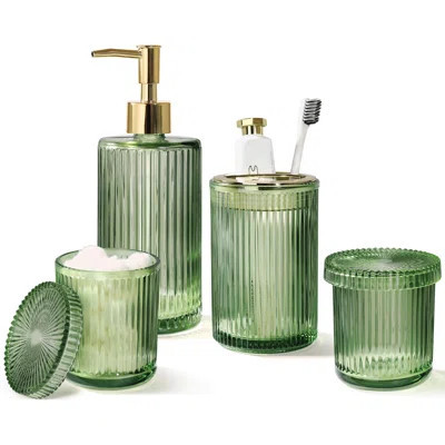 Green Glass Bathroom Accessories 4 Pcs | Wayfair North America