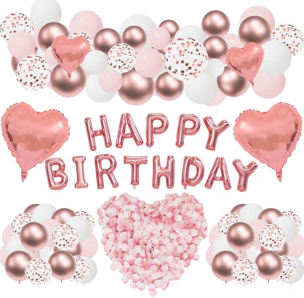 Happy Birthday Decorations for Men Boy, Pink and Rose Gold Balloon Happy Birthday Letters Foil Ba... | Amazon (US)