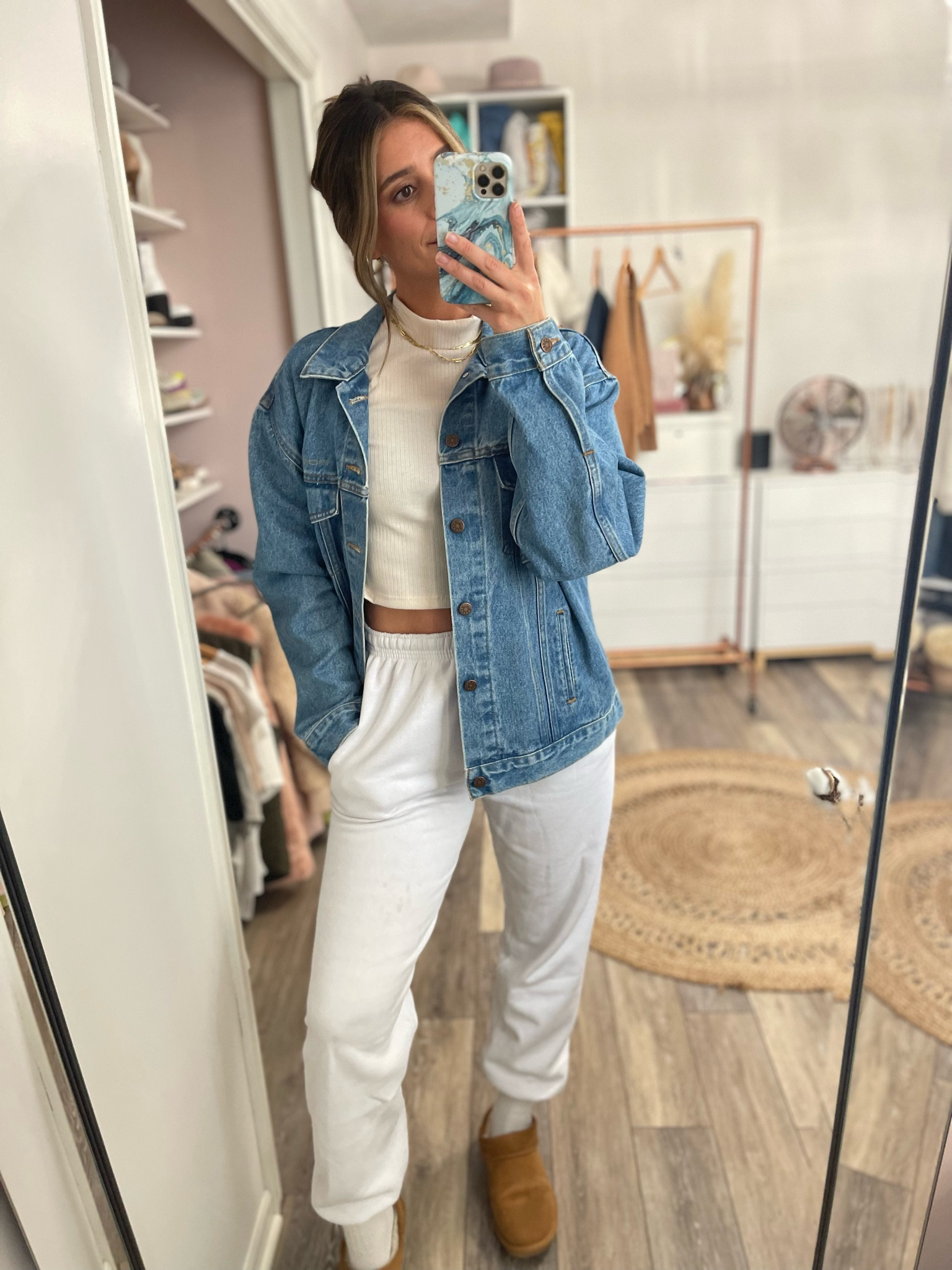 Cozy every day ootd
Vintage jacket
Old sweatpants 
Top is from local store
Will link similar to all

#LTKSeasonal #LTKstyletip #LTKCyberweek