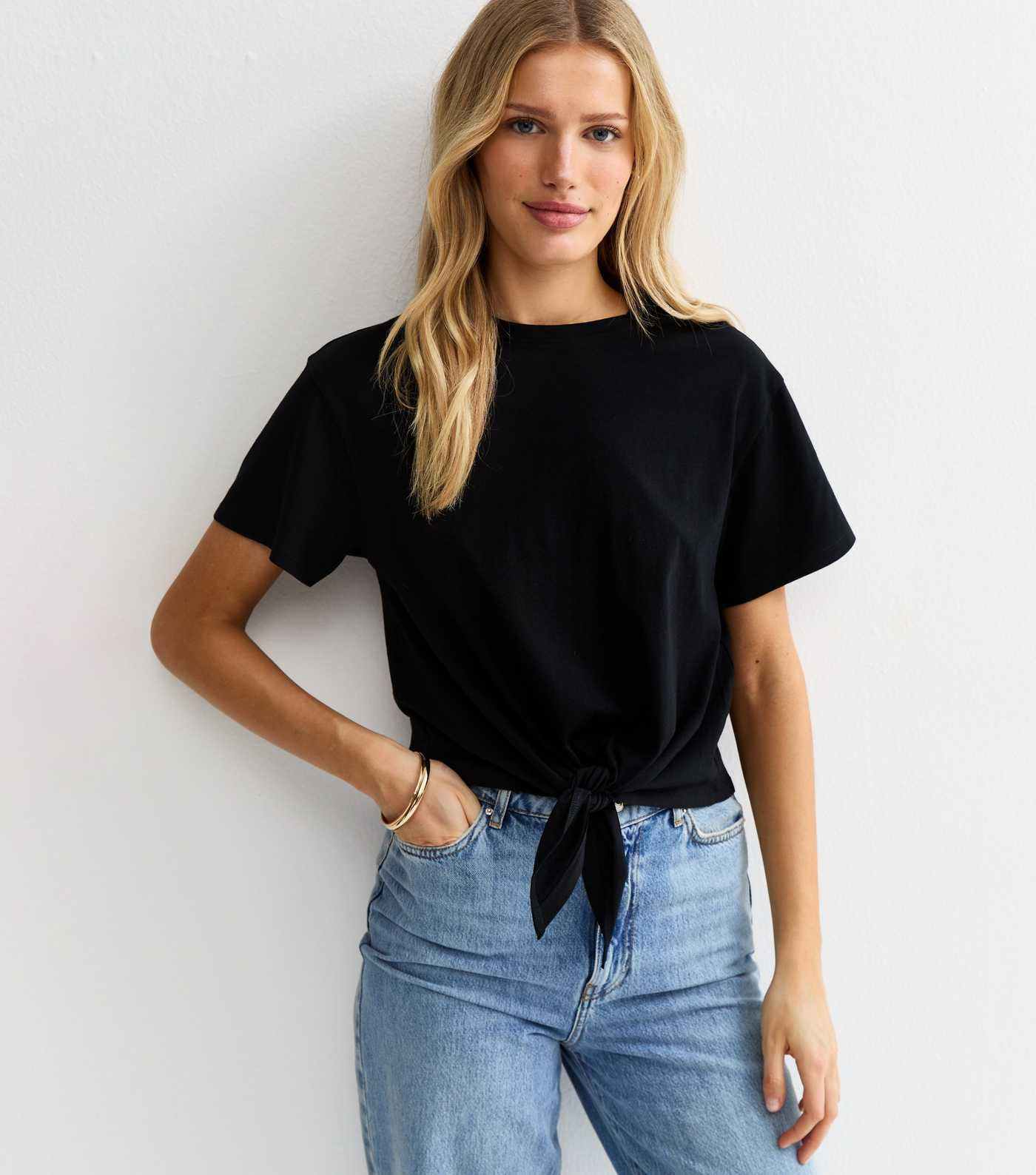 Black Tie Front T-Shirt | New Look | New Look (UK)