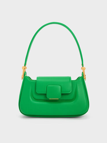 Koa Push-Lock Top Handle Bag
 - Green | Charles & Keith US