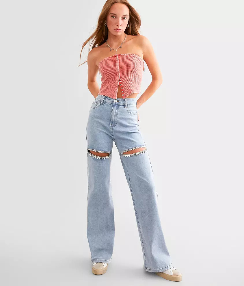 Ultra High Rise Wide Leg Rhinestone Stretch Jean | Buckle