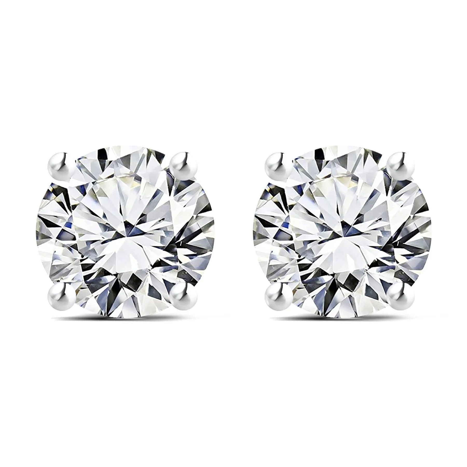 JeenMata 1 Carat Round Shaped Moissanite Solitaire Stud Earrings - 4 Prong - In 18K White Gold Pl... | Walmart (US)