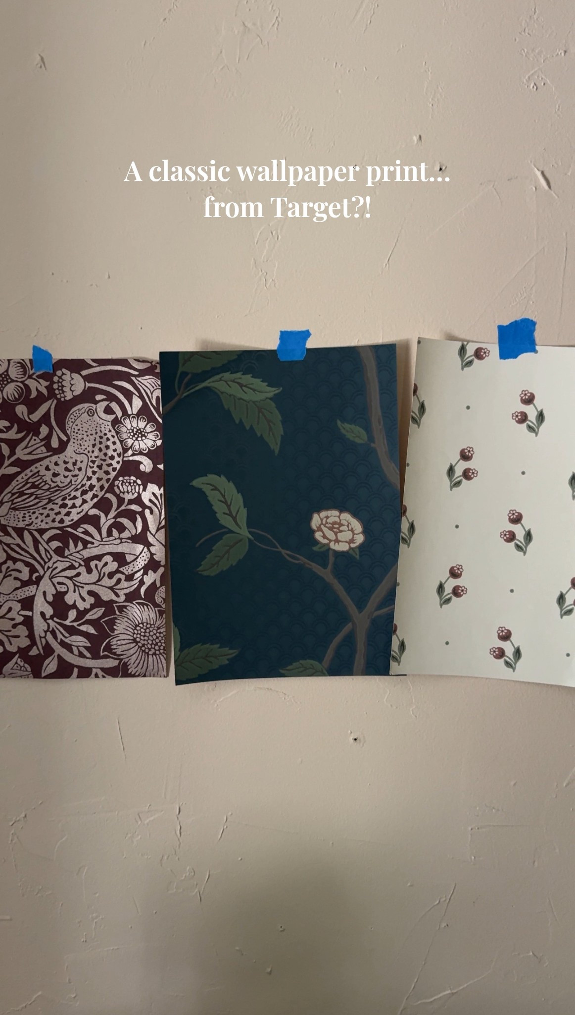 My top three wallpaper prints for our daughter’s bedroom refresh - and the beautiful burgundy Morris & Co. print is from Target! So had to share!