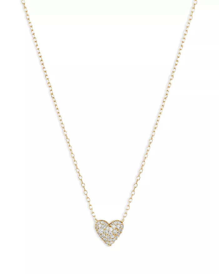 14K Yellow Gold Diamond Pavé Heart Pendant Necklace, 15-16" | Bloomingdale's (US)