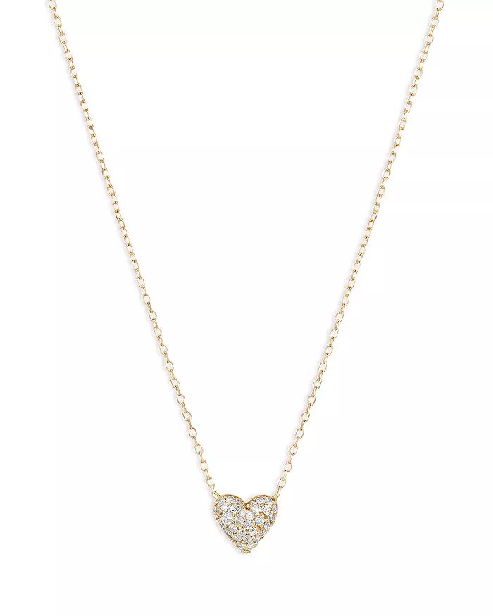 14K Yellow Gold Diamond Pavé Heart Pendant Necklace, 15-16" | Bloomingdale's (US)