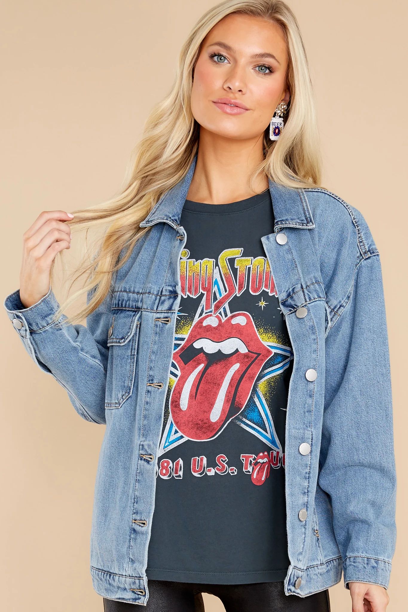 Rolling Stones 1981 US Tour Vintage Black Boyfriend Tee | Red Dress 