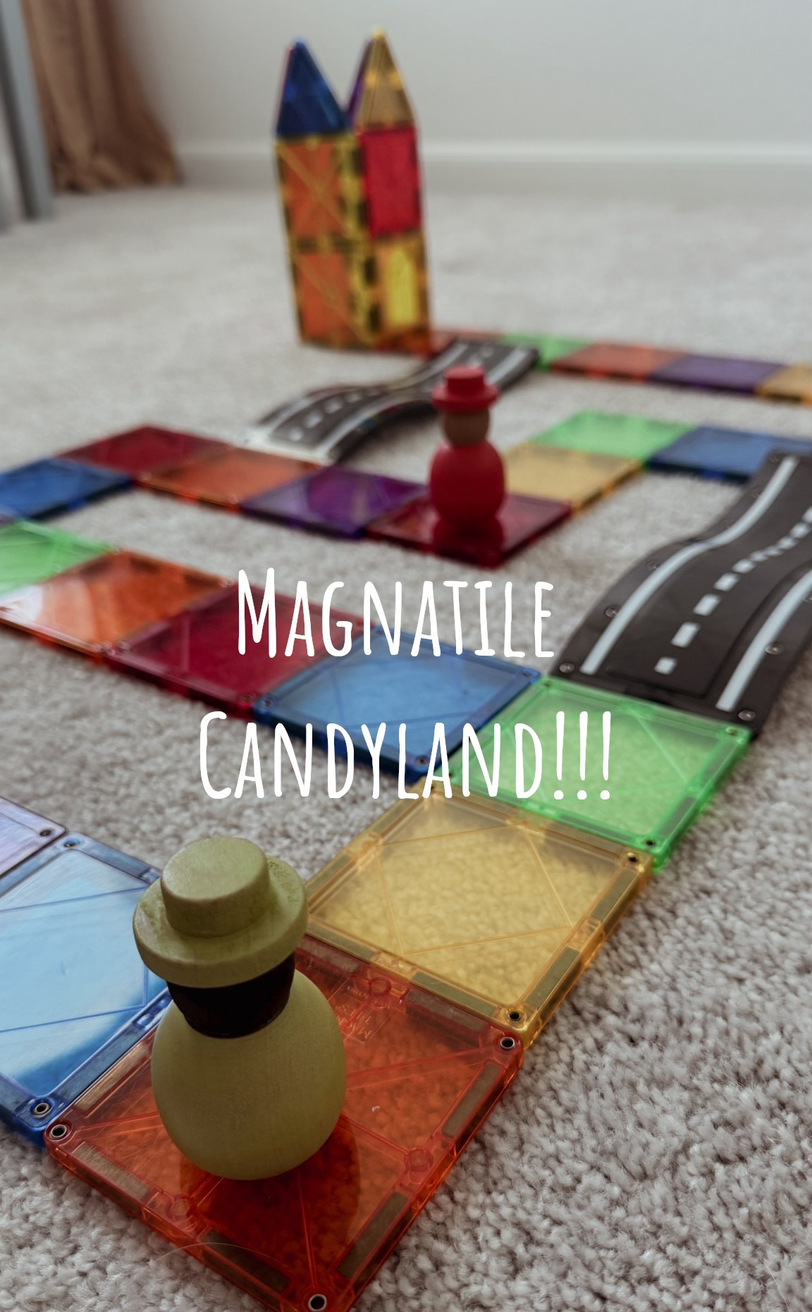 Build your own Candlyland game board out of MAGNATILES!! Such a fun toddler activity! Even if they don’t follow all the rules! 😉
#toddlergame #magnatiles #toddleractivity #gameboard 

#LTKFindsUnder50 #LTKFamily #LTKKids
