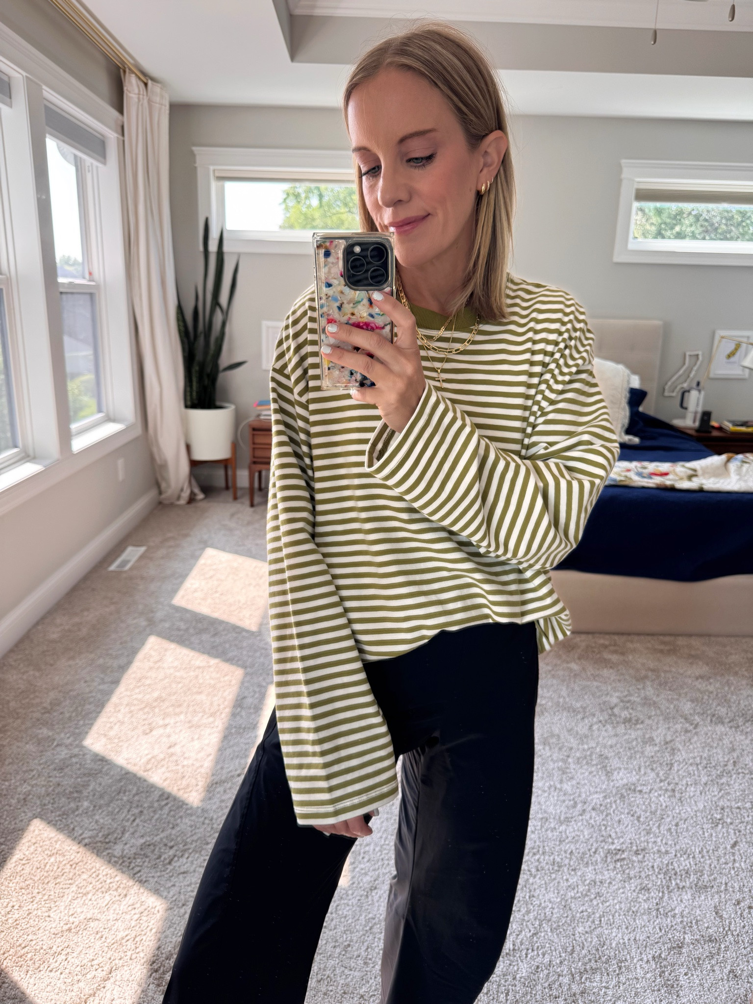 Wearing size small in the top