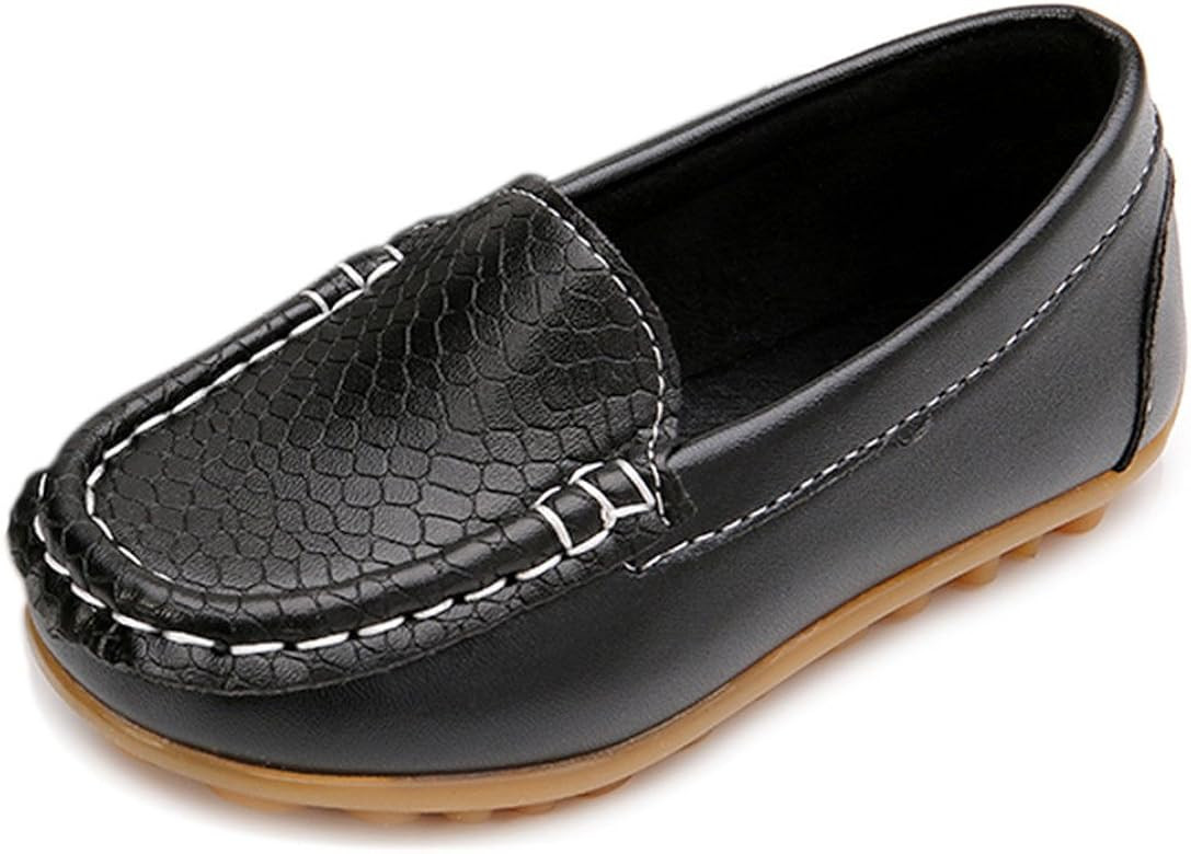 LONSOEN Toddler Little Kid Boys Girls Soft Slip On Loafers Dress Flat Shoes | Amazon (US)