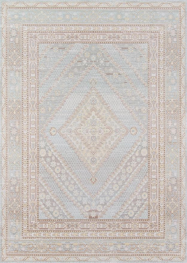 Momeni Isabella Traditional Geometric Flat Weave Area Rug, 2 ft 0 in x 3 ft 0 in, Blue | Amazon (US)
