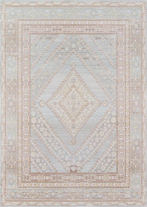 Momeni Isabella Traditional Geometric Flat Weave Area Rug, 9 ft 3 in x 11 ft 10 in, Blue | Amazon (US)