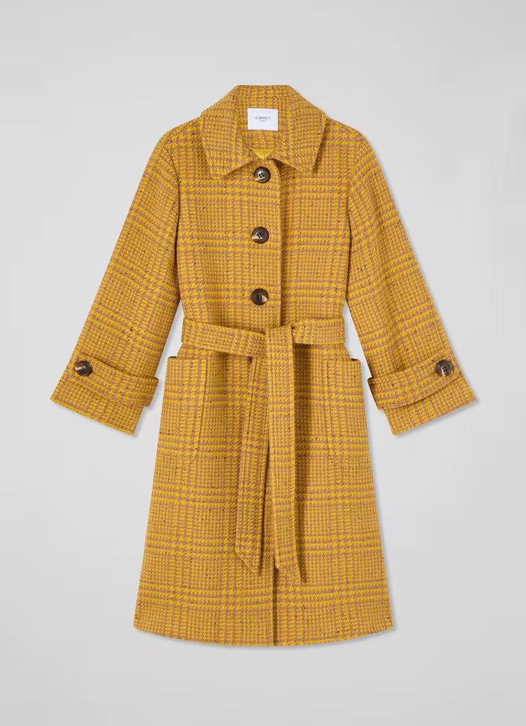Blythe Mustard & Camel Statement Check Coat | L.K. Bennett (UK)