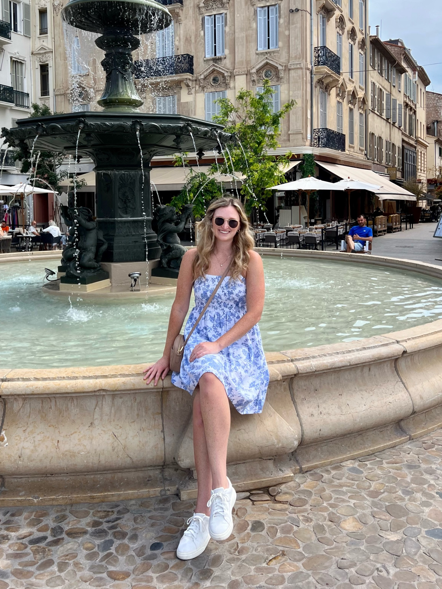 Realistic, affordable Europe summer vacation outfit. Perfect lightweight floral dress (tall girl approved) white comfort sneakers, beige quilted crossbody bag 

#LTKFindsUnder50 #LTKSummerSales #LTKTravel