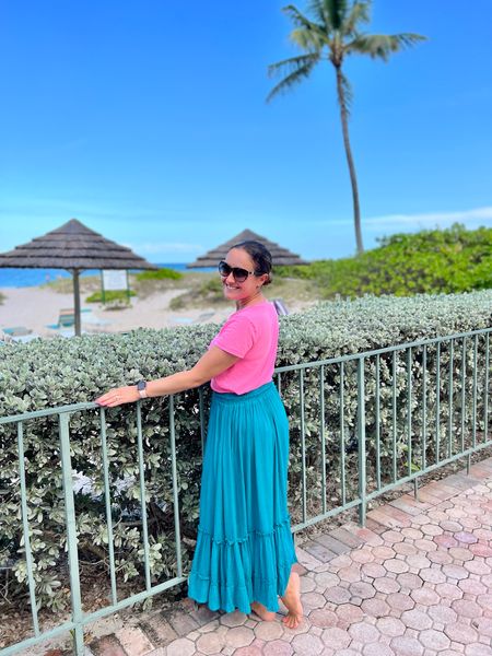 Pink & blue in paradise 🌴This @mexicaliblues skirt is just the perfect compliment to the sand & sea ☀️
