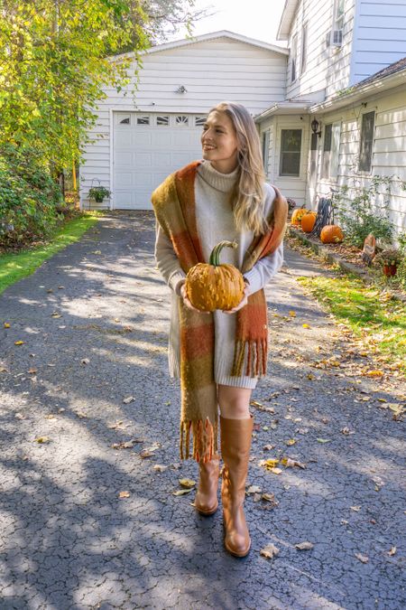 Simple cute and cozy fall outfit formula: sweater dress + boots + oversized scarf 🧣

Tall leather boots, fall fit, fall outfit, ootd, styling 


#LTKshoecrush #LTKworkwear #LTKSeasonal
